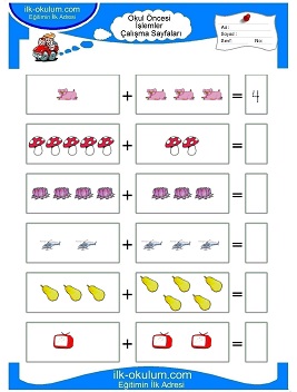 Çocuklar İçin toplam işlemi yaprak testleri 